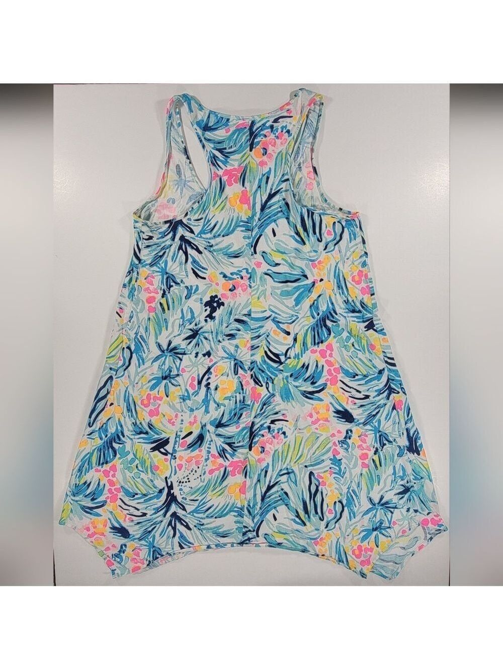 Lilly Pulitzer Dress Womens Medium Melle Serene Blue Tippy Top Pima Tank Beach - Picture 7 of 7